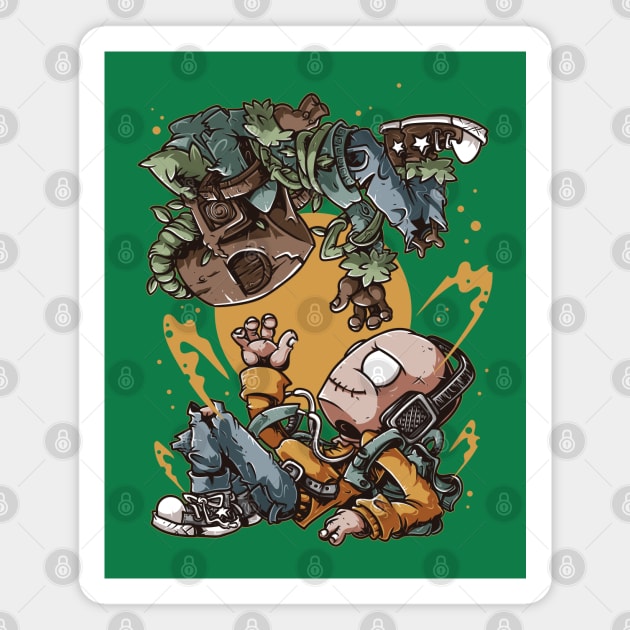 humanized trash artwork Magnet by Mako Design 